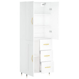 Berkfield Highboard White 69.5X34X180 Cm Engineered Wood - thumbnail 4