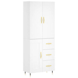 Berkfield Highboard White 69.5X34X180 Cm Engineered Wood - thumbnail 2