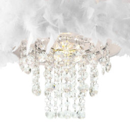 Happy Homewares Contemporary White Feather Pendant Light Shade With Transparent Acrylic Droplets - thumbnail 4