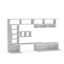 Decorotika London Moduler Modern Tv Unit Wall Mount Customizable Layout High Gloss White - thumbnail 5