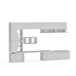 Decorotika London Moduler Modern Tv Unit Wall Mount Customizable Layout High Gloss White - thumbnail 4