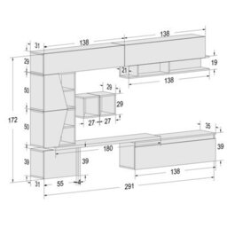 Decorotika London Moduler Modern Tv Unit Wall Mount Customizable Layout High Gloss White - thumbnail 6