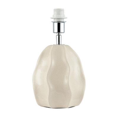 Happy Homewares Cream Gloss Ceramic Ripple Effect Table Lamp Base With Crackle Design - image 1