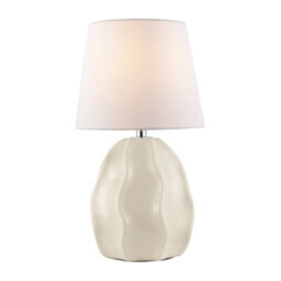 Happy Homewares Cream Gloss Ceramic Ripple Effect Table Lamp Base With Crackle Design - thumbnail 4