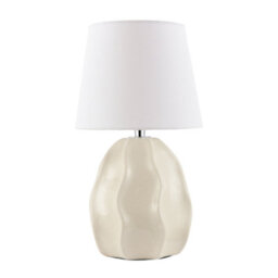 Happy Homewares Cream Gloss Ceramic Ripple Effect Table Lamp Base With Crackle Design - thumbnail 5