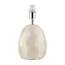 Happy Homewares Cream Gloss Ceramic Ripple Effect Table Lamp Base With Crackle Design - thumbnail 1