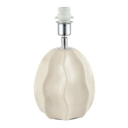 Happy Homewares Cream Gloss Ceramic Ripple Effect Table Lamp Base With Crackle Design - thumbnail 2