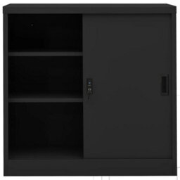 Vidaxl Office Cabinet With Sliding Door Anthracite 90X40X90 Cm Steel - thumbnail 3