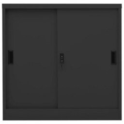 Vidaxl Office Cabinet With Sliding Door Anthracite 90X40X90 Cm Steel - thumbnail 2