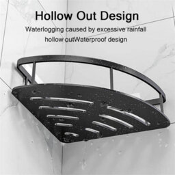2Pc Space Black-Bathroom Corner Shower Shelf Shampoo Soap Holder Rack Storage Organiser - thumbnail 3
