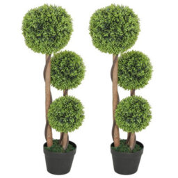 Artificial Plants Boxwood Ball Topiary Trees Set Of 2 Indoor Outdoor - thumbnail 4