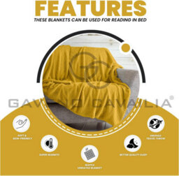 Gc Gaveno Cavailia Fluffy Pop Throw 150X200Cm Ochre Lightweight Honeycomb Blanket For Bed Settee Throws For Sofas Couch Chair - thumbnail 3