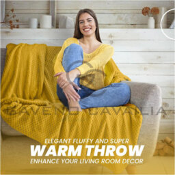 Gc Gaveno Cavailia Fluffy Pop Throw 150X200Cm Ochre Lightweight Honeycomb Blanket For Bed Settee Throws For Sofas Couch Chair - thumbnail 6