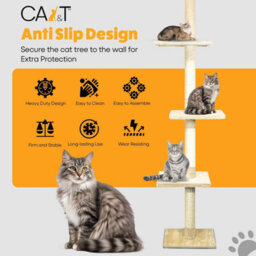 Ca&t Cat Scratching Post Floor To Ceiling 285Cm Tree Climbing Tower - thumbnail 7