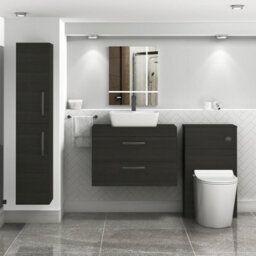Royal Bathrooms 800mm Wall Hung Vanity Unit 2 Drawer Hale Black & Cube Countertop Basin With Matt Black Handle - thumbnail 2