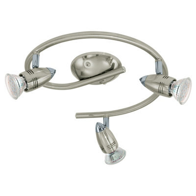 Stylish Flush Ceiling Light With Satin Nickel And Chrome Finish - 3 Gu10 Bulbs Included - image 1