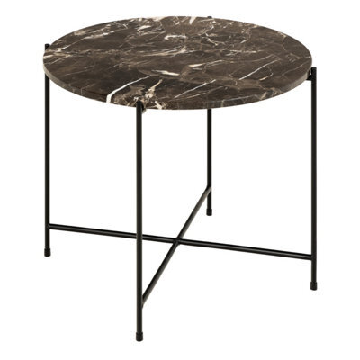 Furniture To Go Avila Side Table With Brown Marble Top 52X40Cm - image 1