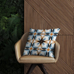Warren Reed Designer White Brown And Blue Geometric Pattern Outdoor Cushion 45Cm X 45Cm - thumbnail 2