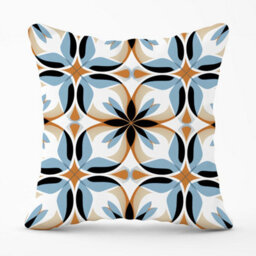Warren Reed Designer White Brown And Blue Geometric Pattern Outdoor Cushion 45Cm X 45Cm - thumbnail 1