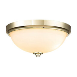 Luminosa Lighting Elstead Feiss Malibu Bowl Semi Flush Ceiling Light Polished Brass, Ip44 - thumbnail 1