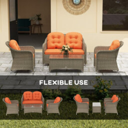 Outsunny 4 Pieces Rattan Sofa Set Outdoor Conservatory Furniture With Cushions - thumbnail 7