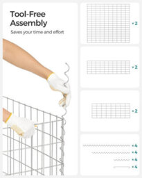 Songmics Gabion Basket Stone Wire Mesh Size 10 X 5Cm Galvanized 100 X 90 X 30Cm Ggb193 - thumbnail 6