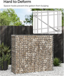 Songmics Gabion Basket Stone Wire Mesh Size 10 X 5Cm Galvanized 100 X 90 X 30Cm Ggb193 - thumbnail 5