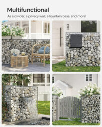 Songmics Gabion Basket Stone Wire Mesh Size 10 X 5Cm Galvanized 100 X 90 X 30Cm Ggb193 - thumbnail 7