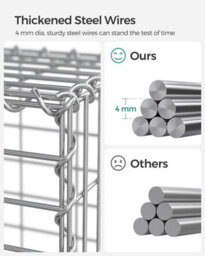 Songmics Gabion Basket Stone Wire Mesh Size 10 X 5Cm Galvanized 100 X 90 X 30Cm Ggb193 - thumbnail 4