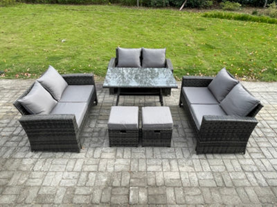 Fimous Outdoor Lounge Sofa Set Wicker Pe Rattan Garden Furniture Set With Rectangular Dining Table For Balcony - image 1