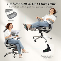 Homcom Ergonomic Office Chair, Mesh Desk Chair With Lumbar Support, Footrest - thumbnail 8