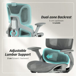 Homcom Ergonomic Office Chair, Mesh Desk Chair With Lumbar Support, Footrest - thumbnail 5