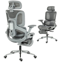 Homcom Ergonomic Office Chair, Mesh Desk Chair With Lumbar Support, Footrest - thumbnail 2