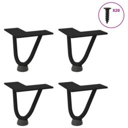 Berkfield Hairpin Legs For Coffee Table 4 Pcs Black 10 Cm Solid Steel - thumbnail 1
