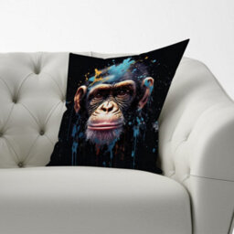 Warren Reed Designer Monkey Face Splashart With Blue Cushions 60Cm X 60Cm - thumbnail 2