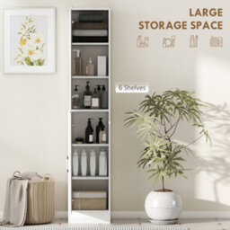 Kleankin Tall Bathroom Cabinet With Mirror, High Gloss White - thumbnail 4