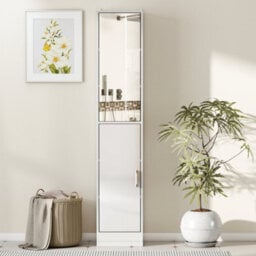 Kleankin Tall Bathroom Cabinet With Mirror, High Gloss White - thumbnail 7