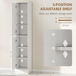 Kleankin Tall Bathroom Cabinet With Mirror, High Gloss White - thumbnail 5