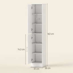 Kleankin Tall Bathroom Cabinet With Mirror, High Gloss White - thumbnail 3