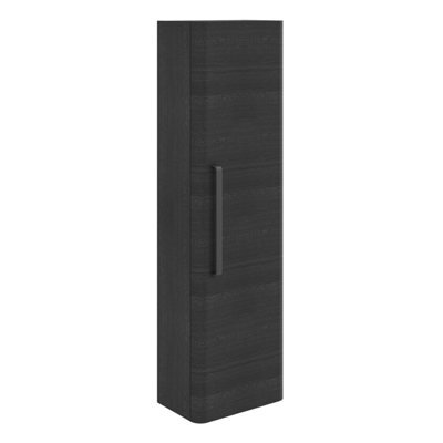 Plum&clay Emery Wall Hung Textured Black Tall Bathroom Cabinet With Black Bar Handle (H)120Cm (W)35Cm - image 1