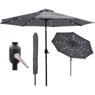 PureLifestyleWonders Solar Led Garden Parasol - Midnight Grey - image 1