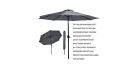 PureLifestyleWonders Solar Led Garden Parasol - Midnight Grey - thumbnail 4