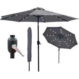 PureLifestyleWonders Solar Led Garden Parasol - Midnight Grey