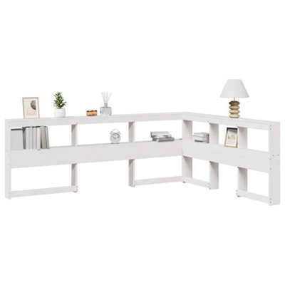 Berkfield Bookcase Headboard L-Shaped White 140 Cm Solid Wood Pine - image 1
