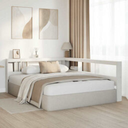 Berkfield Bookcase Headboard L-Shaped White 140 Cm Solid Wood Pine - thumbnail 3
