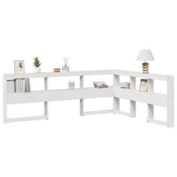 Berkfield Bookcase Headboard L-Shaped White 140 Cm Solid Wood Pine - thumbnail 1