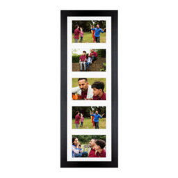 AK Frames 26X8 Black Sleek Multi Photo Frame With White Mount - Holds 5 Apertures (5X) 6X4 Photos - thumbnail 1