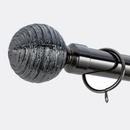 A.unique Home Etched Ball Metal Extendable Curtain Pole With Rings And Fittings (25/28mm) - Black Nickel, 70Cm - 120Cm Approx - thumbnail 3