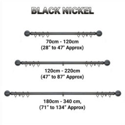 A.unique Home Etched Ball Metal Extendable Curtain Pole With Rings And Fittings (25/28mm) - Black Nickel, 70Cm - 120Cm Approx - thumbnail 6
