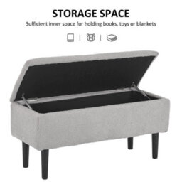 Wyld Haus Vemovi Fabric Grey Storage Ottoman Bench With Wooden Legs And 57 Litre Capacity, Compact Rectangular Seating And Storage - thumbnail 5